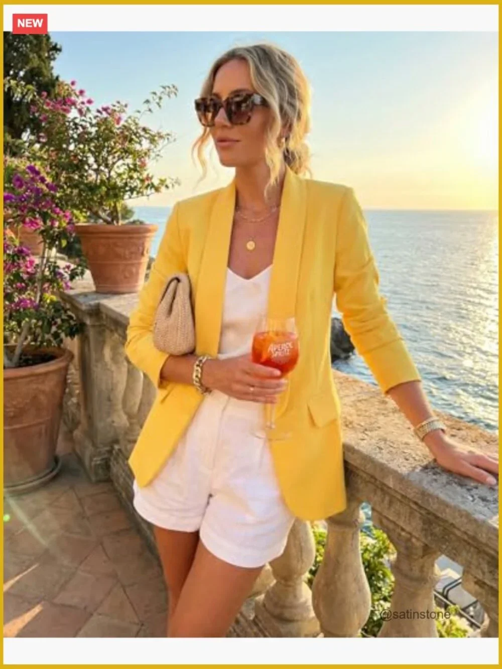 Long Sleeve Blazer Jacket with Notch Collar, No Button, Polyester Blend - Picture 3 of 7